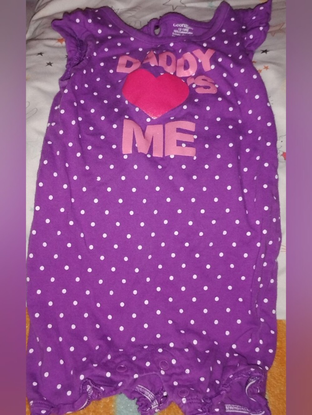 Baby/Infant Girls Purple & White Polka Dot Romper - Daddy Loves Me